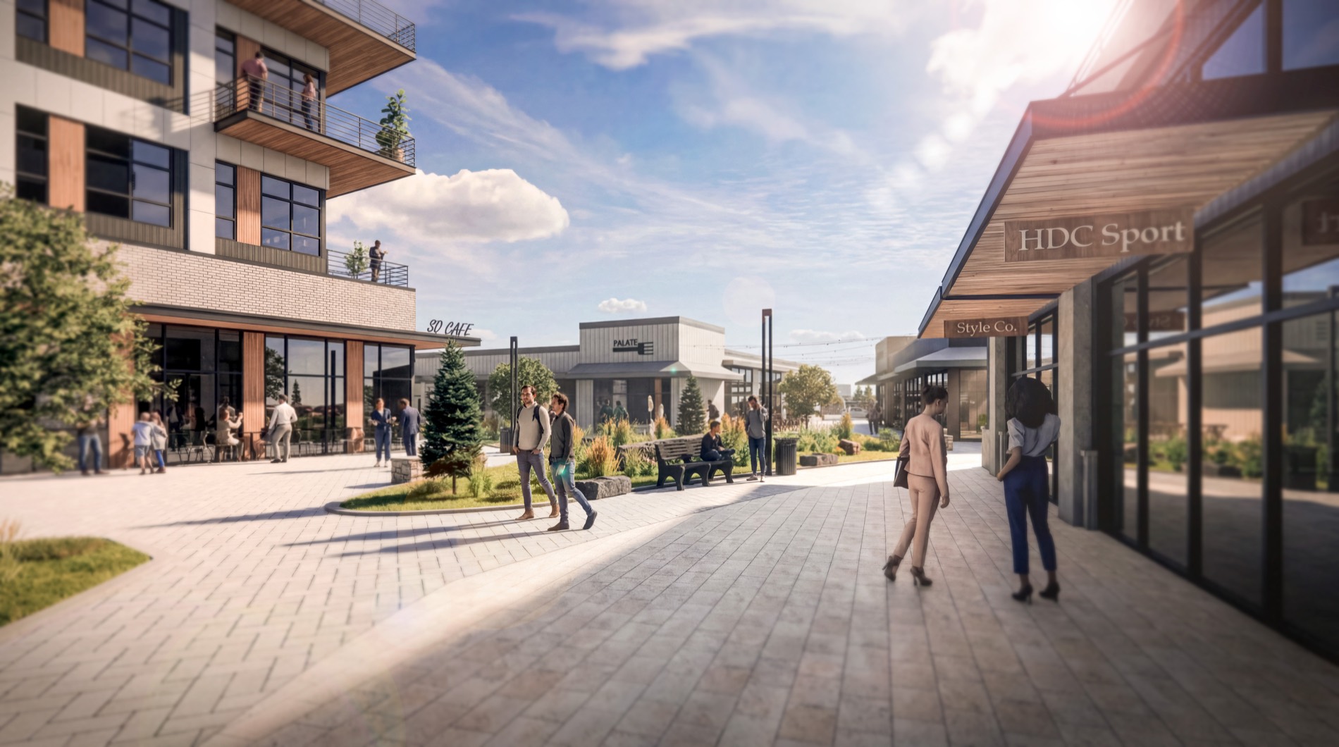 Ground-floor dining and retail