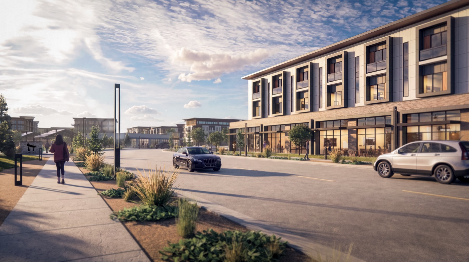 Faraday mixed-use concept: homes above, commercial below